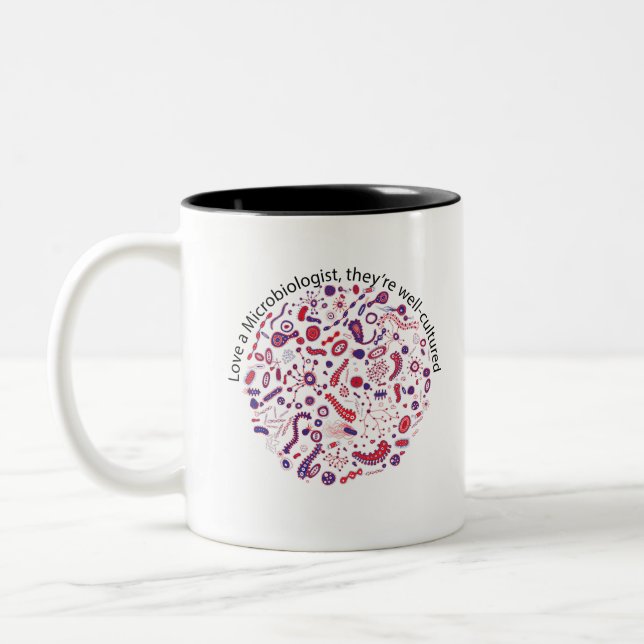 Caneca De Café Em Dois Tons Ame um microbiologista (Esquerda)