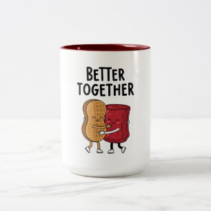 Caneca De Café Em Dois Tons Amendoim e Geléia Melhor Juntos