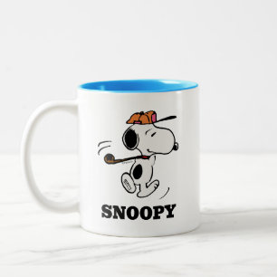 Caneca De Café Em Dois Tons Amendoins Snoopy Golf Swing