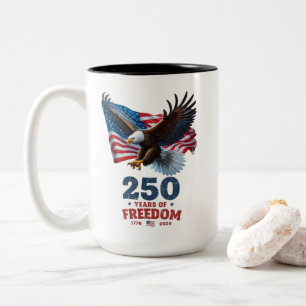 Caneca De Café Em Dois Tons América 250 Anos de Liberdade Águia Careca Bandeir
