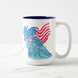 CANECA DE CAFÉ EM DOIS TONS AMÉRICA 250 ANOS DE LIBERDADE ESTATUA DA LIBERDADE