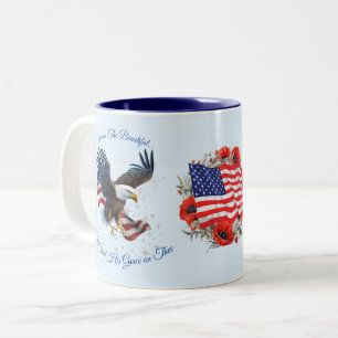 Caneca De Café Em Dois Tons América, a bela bandeira da águia-caneca
