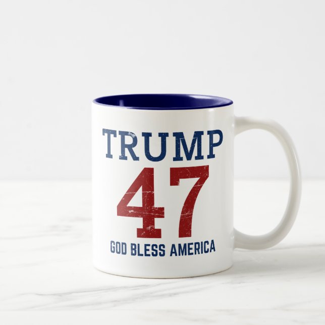 Caneca De Café Em Dois Tons América Deus abençoe Trump 47 (Direita)