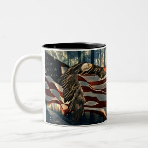 Caneca De Café Em Dois Tons American Flag Bald Eagle