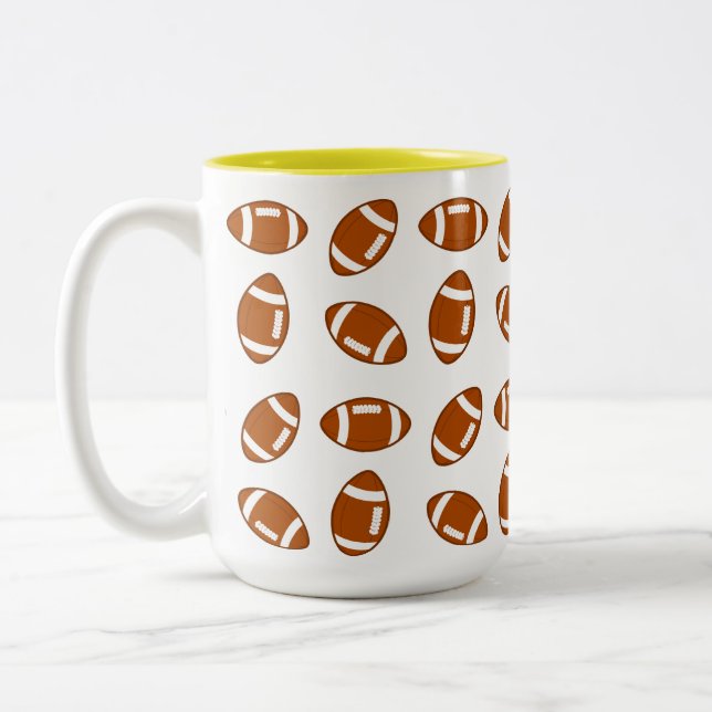 Caneca De Café Em Dois Tons American Football Ball Patterno on White (Esquerda)