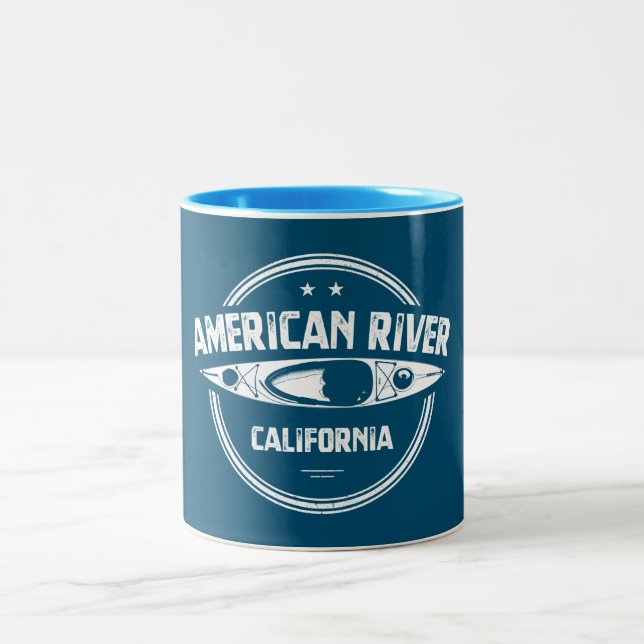 Caneca De Café Em Dois Tons American River California Kayaking (Centro)
