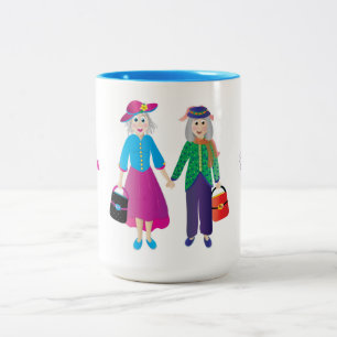 CANECA DE CAFÉ EM DOIS TONS AMIGOS BFF ATÉ QUE ESTEJAMOS VELHOS E CINZAS COFF