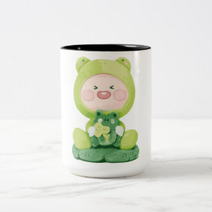 Caneca De Café Em Dois Tons Amigos KaKao - Apeach do Sapo de Férias Verde