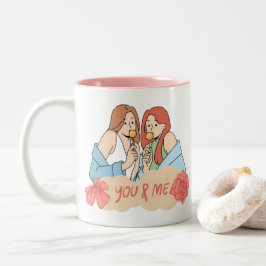 Caneca De Café Em Dois Tons Amizade Café Mug - Besties Para Sempre