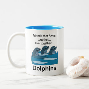 Caneca De Café Em Dois Tons Amizade de Mamíferos Marinhos Golfinhos