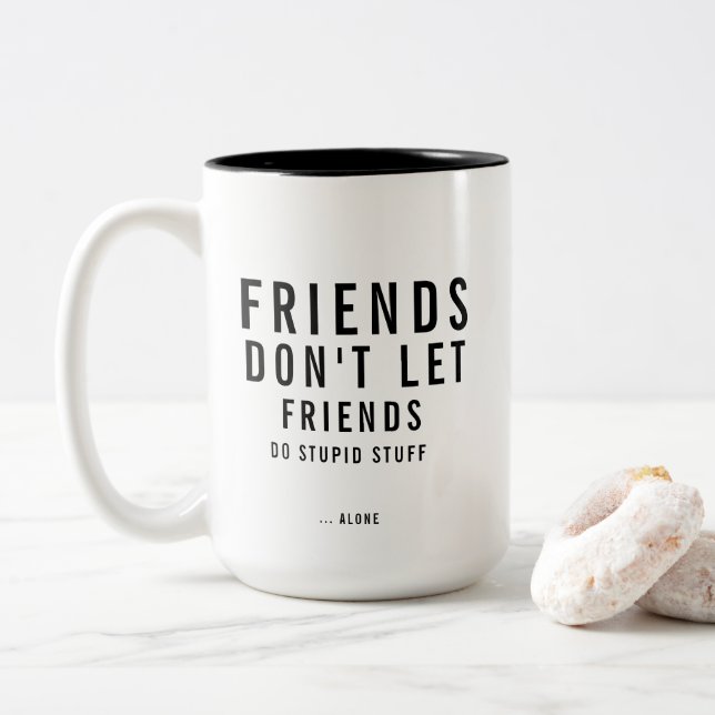 Caneca De Café Em Dois Tons Amizade Engraçado de Texto Personalizado (Com Donut)