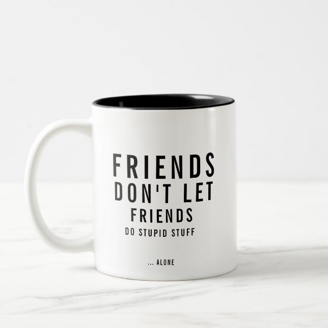 Caneca De Café Em Dois Tons Amizade Engraçado de Texto Personalizado (Esquerda)