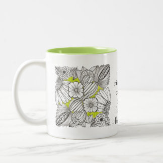 Caneca De Café Em Dois Tons Amizade Preciosa com Doodle de Flor Abstrata