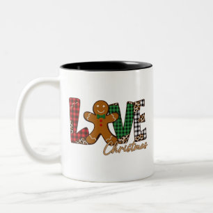 Caneca De Café Em Dois Tons Amo Biscoito de Natal Família Festa de Natal