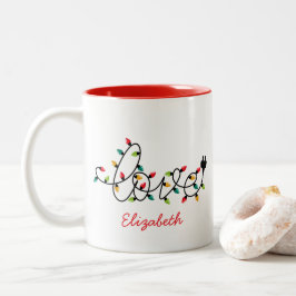Caneca De Café Em Dois Tons Amo Luzes de Natal