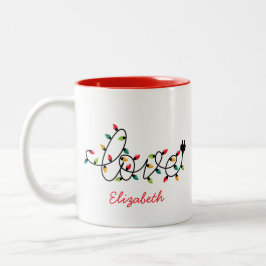 Caneca De Café Em Dois Tons Amo Luzes de Natal