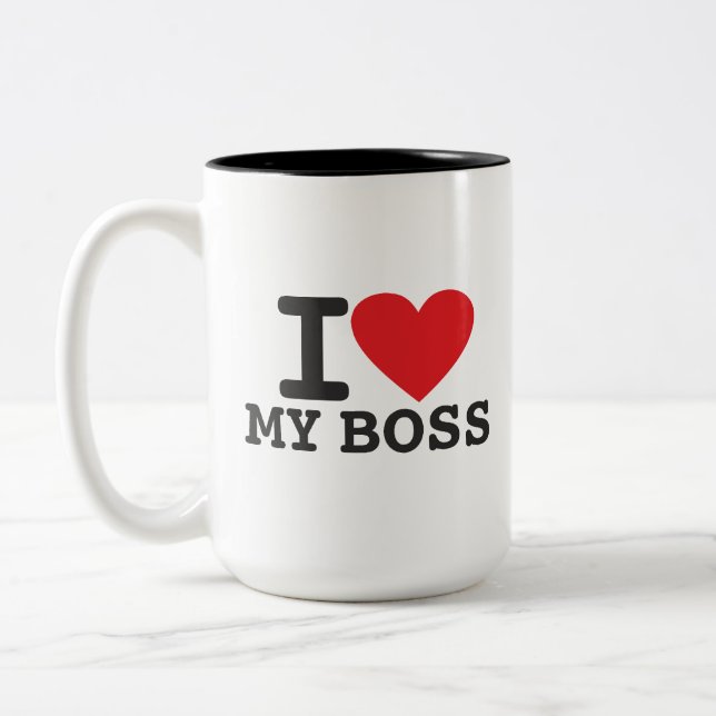 Caneca De Café Em Dois Tons Amo meu chefe (Esquerda)