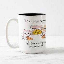 CANECA DE CAFÉ EM DOIS TONS AMO PIZZA MUITO, GATOS