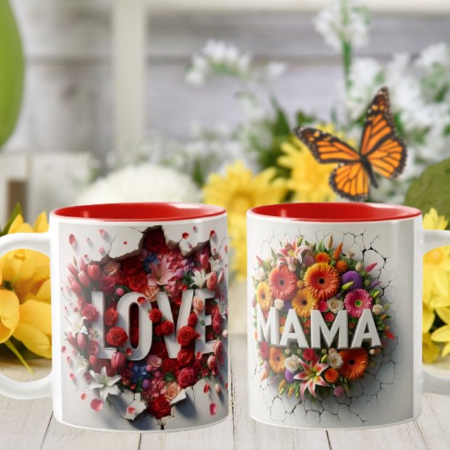 Caneca De Café Em Dois Tons Amo-Te Mama Dia de as mães Mug (Criador carregado)