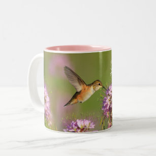 Caneca De Café Em Dois Tons Amo-Te O Hummingbird Floral Personalizado