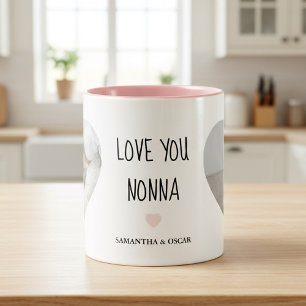 Caneca De Café Em Dois Tons Amo Você Nonna Personalizado   Presente Personaliz