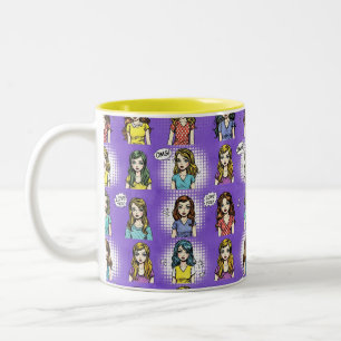 Caneca De Café Em Dois Tons Amo Você, Pop Art, por Natasha Us