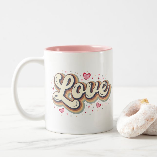 Caneca De Café Em Dois Tons Amor (Com Donut)