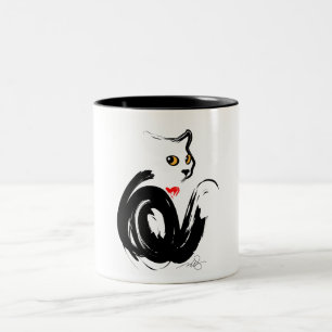 Caneca De Café Em Dois Tons Amor a Gato Negro
