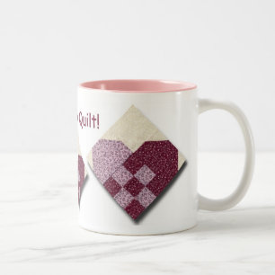 Caneca De Café Em Dois Tons Amor acolchoado dos corações a estofar