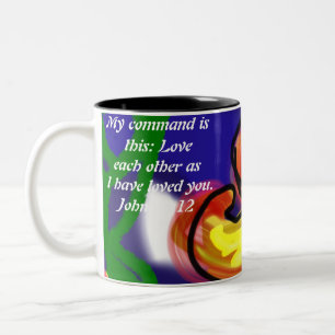 Caneca De Café Em Dois Tons amor alegria