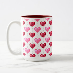 Caneca De Café Em Dois Tons Amor aos Dias de os namorados de Corações Vermelho