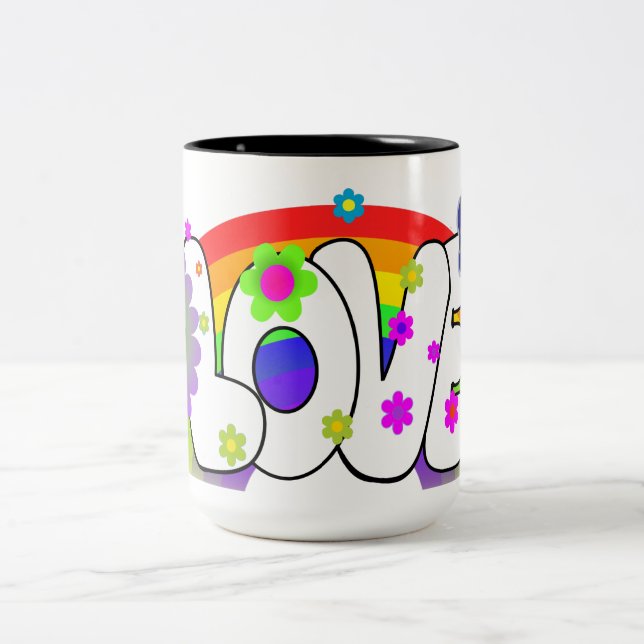 Caneca De Café Em Dois Tons Amor Arco-íris (Centro)