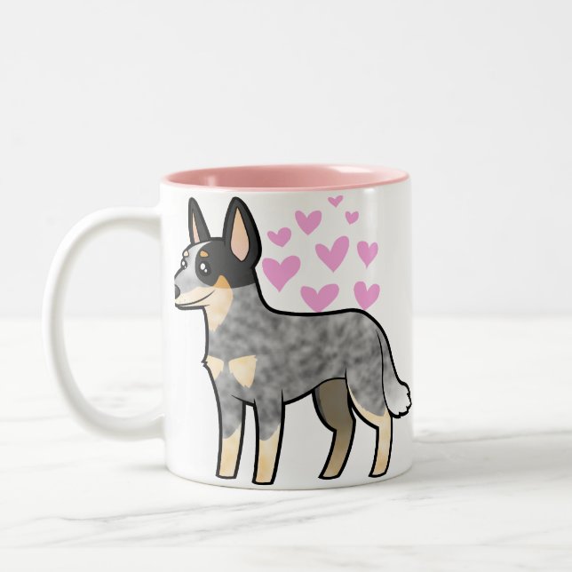Caneca De Café Em Dois Tons Amor australiano do cão/Kelpie do gado (Esquerda)
