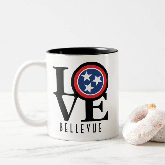 Caneca De Café Em Dois Tons AMOR Bellevue Tennessee 11oz (Com Donut)