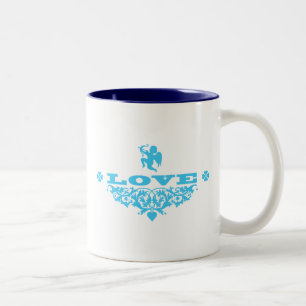 Caneca De Café Em Dois Tons Amor com Cupido (Azul)