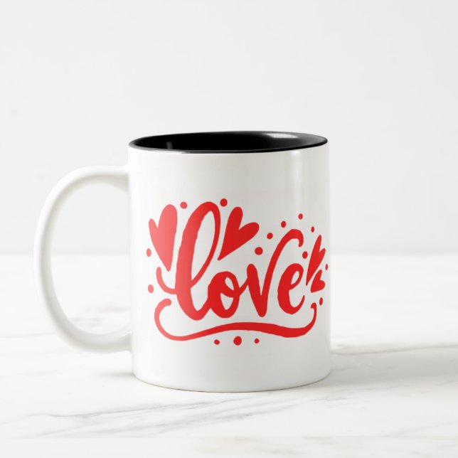 Caneca De Café Em Dois Tons Amor - Coração (Esquerda)