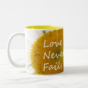 Caneca De Café Em Dois Tons Amor Cristão Nunca Falha Daisy 1 Coríntios 13