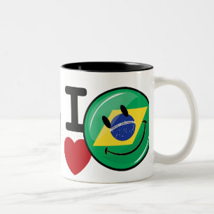 Caneca De Café Em Dois Tons Amor da cara de sorriso de Brasil