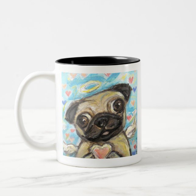Caneca De Café Em Dois Tons Amor de Anjo Pug (Esquerda)