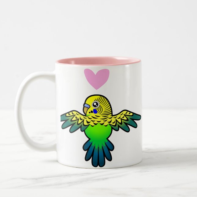 Caneca De Café Em Dois Tons Amor de Budgie (Esquerda)