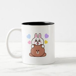 Caneca De Café Em Dois Tons Amor de coelhinho de urso castanho