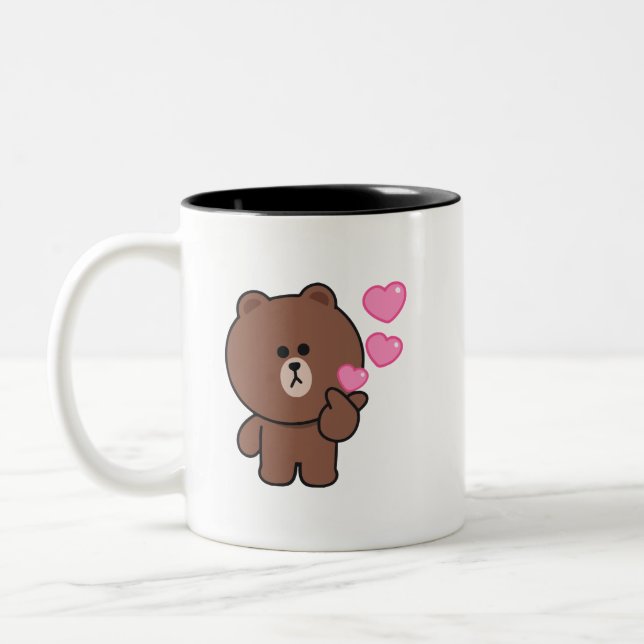 Caneca De Café Em Dois Tons Amor de coelhinho de urso castanho (Esquerda)