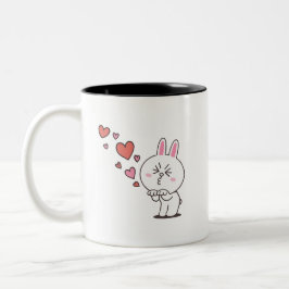 Caneca De Café Em Dois Tons Amor de coelhinho de urso castanho