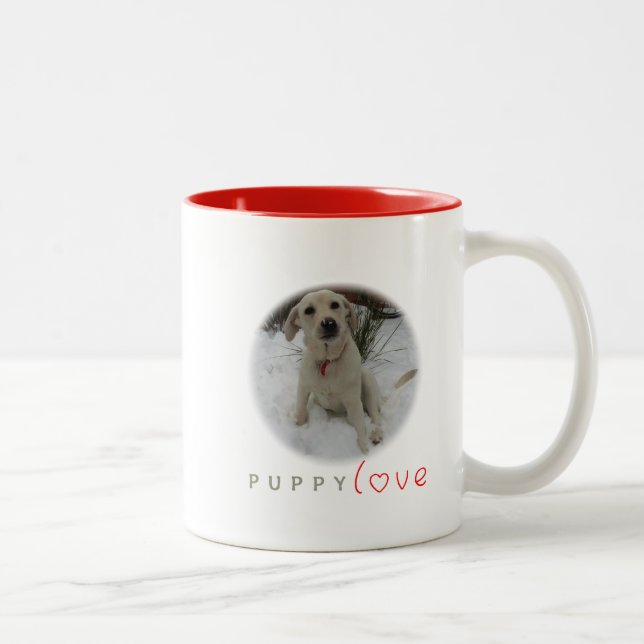 Caneca De Café Em Dois Tons Amor de filhote de cachorro (Direita)