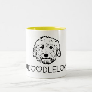 Caneca De Café Em Dois Tons Amor de Goldendoodle! Cão bonito do Doodle