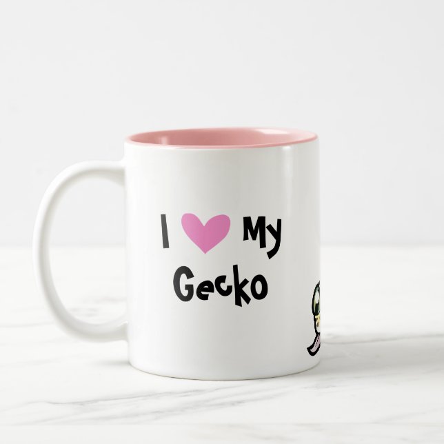 Caneca De Café Em Dois Tons Amor de Lagartixa Leopardo (Esquerda)