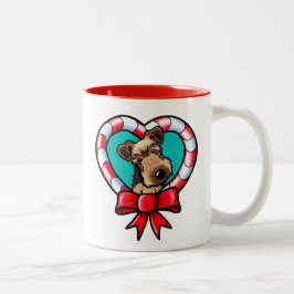Caneca De Café Em Dois Tons Amor de Natal KiniArt Airedale