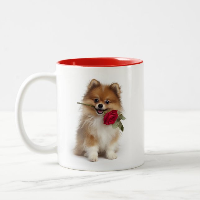 Caneca De Café Em Dois Tons Amor de Pomerânia (Esquerda)