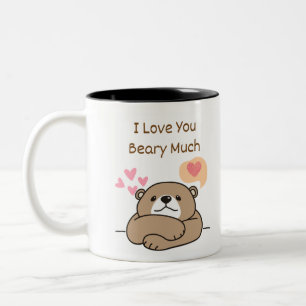 Caneca De Café Em Dois Tons Amor De Urso Castanho Bonito