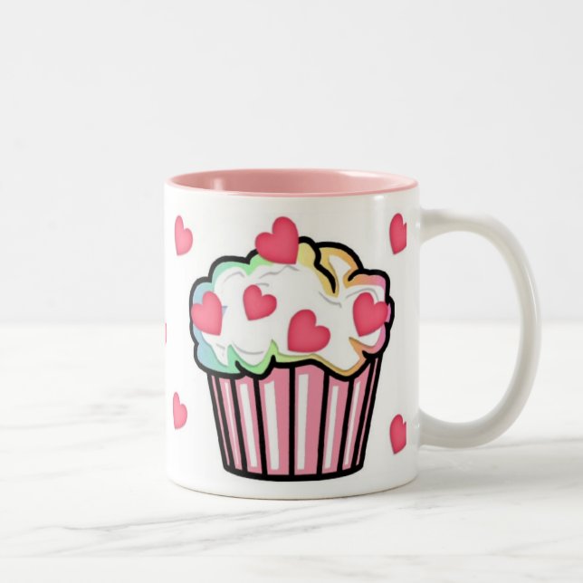 Caneca De Café Em Dois Tons Amor do cupcake (Direita)